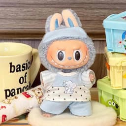 17cm Mini Doll'S Clothes Outfit Accessories for Labubu V1 V2 Striped Overalls Cool Handsome Clothing Gift