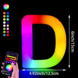 1PC Smart LED Letter Light - DIY RGB Marquee App Control Music Sync Indoor Sign Game Holiday Party Wedding Graduation Season A-Z