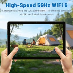 Paitanry 10 Inch Android 15 Tablet PC Octa Core 12GB (6+6GB Expand) RAM 128GB ROM Expand 1TB 6000mAh Battery Dual Band 5GHz WiFi 6 Bluetooth 5.0 5MP+13MP Dual Camera Incell HD Touch Screen Tablet for Study Work Camping Entertainment