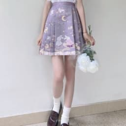 Chinese Style Improved Ming Dynasty Exquisite Printed Horse-face Skirt Women High Waist All-match Pleated Mini Horse-face Skirt
