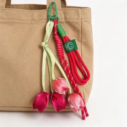 New Fresh Style Tulip Flower Bag Charm High Aesthetic Keychain Handbag Decorative Nylon Lanyard Sweet Spring Style