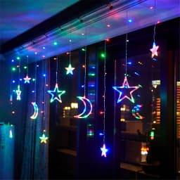 3.5M Christmas LED Star Moon Curtain String Light 220V EU Plug 8 Modes Fairy lights Garland for Home Party Wedding Holiday Decor