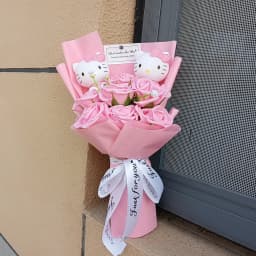 Genuine Hellokitty Kuromi Cinnamoroll Plush Dolls With Artificial Flowers Bouquets Christmas Valentine Graduation Birthday Gifts