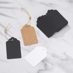 100pcs/Lot 5*3cm Packaging Label Brown Kraft Black White Paper Blank Hang Tags For DIY Handwritten Message Bookmark Gift Tags