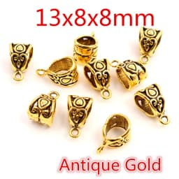 20pcs 3-Styles Beads Bails Pendants Jewelry Making DIY Necklace Silver Plated Gold Black Beads Bails Pendants Charm Beads Bails