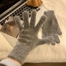 1 Pair Solid Cute Girl Student Winter Thick Knitted Woolen Full Finger Gloves Women Outdoor Cycling Driving Fashion Windproof