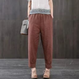 New Women's Casual Pants Thin Loose Cotton Linen Nine Points Harlan Bla Mom Straight Leg Pants Spring Summer High Waist