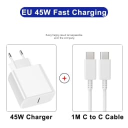 PD 45W Charger Fast Charging Phone Adapter For Samsung Galaxy S24 S23 S22 S25 Ultra A54 A15 A35 A55 5G Charger USB Type C Cable