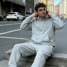 Olive Green Embroidered Zip Hoodie & Pants Set Men Streetwear Trendy Loose Casual 2-Piece Tracksuit New 2025 Fashion