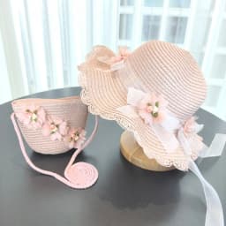 Girls 2pcs Straw Hat Solid Color Outdoor Travel Sun Hat Floral Fisherman Style Children's Fashion Accessory for Girls