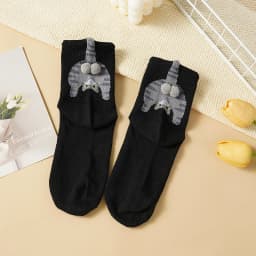Cartoon 3D Cat Egg Design Middle Tube Socks for Women Soft Breathable Cute and Funny Couple Socks Spring Autumn Cute