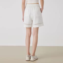 KW9513247 Women's Comfortable Elastic Waist Strap Solid Color Mixed Cotton Shorts
