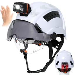 CE Construction Safety Helmet with Head Lamp Double Goggles Reflective Stickers ANSI Hard Hat Industrial Work Head Protection