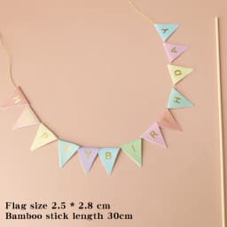 Mini Happy Birthday Banner Cake Topper Party Cake Decoration Supplies Handmade Bunting Garland Pennant Flags