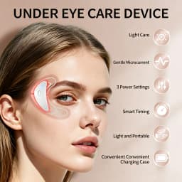 Red Light Under Eye Massager with Patches Portable Microcurrent Eye Skin Care Beauty Device for Eye Bags Dark Circles Puffiness