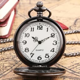 Antique Stylish Simple Vintage Smooth Double Cover Quartz Pocket Watch with 80cm Necklace Chain Unisex Pendant Clock Timepiece