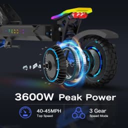 REDDYDY RD2 Electric Offroad Scooter 45MPH Max Speed 3600W Peak Dual Motors Adult Scooter 60V18.2Ah High Capacity Battery 50Miles Max Range 3-riding Modes 10.5" Off-Road Tires Dual Hydraulic Disc Brakes Dual Shock Absorbers NFC Unlocking APP Smart Control