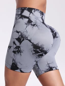 Tie Dye Push Up Butt Yoga Shorts Seamless High Waist For Women High Stretchy Knitting Fashion Gym Cycling Pants
