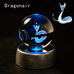Pokemon 3D Crystal Ball Pikachu Gengar Mew Mewtwo Figurines Lamp Base Pokeball 3D Pokemon Glass Ball Statue Birthday Gift