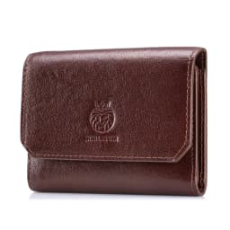 Genuine Leather Wallet for Men Minimalist Tri-Fold Purse with RFID Protection Zipper Coin Pocket Credit Card Slots