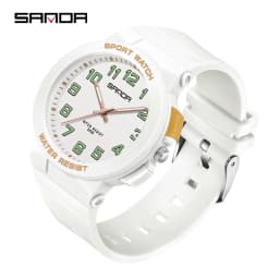 Sanda 6123 Trendy Design Soft Student Watch TPU Strap 50M Depth Waterproof Quartz Movement Children Fashion Sports Wrist Watch