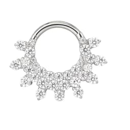 ASTM F-136 Titanium EAR Nose Ring PIERC CZ Surround Segment Ring  Hoop Face Hinged Clicker Labret Ear wheel Cartilage Piercing