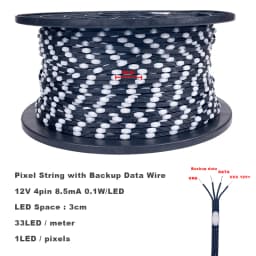 12V 4pin WS2815 Seed Pixel Light 4 Wires with Backup Data Wire Individually Addressable RGB Dreamcolor Christmas Fairy Lights