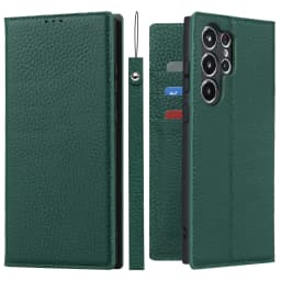 Case for Samsung Galaxy S23 Ultra Genuine Leather Wallet Case Kickstand Credit Card Holder Magnetic Closure Shockproof Case