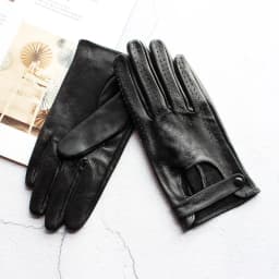Women's Summer Full Finger Leather Gloves Breathable Single-Layer Sheepskin Fashionable Short Motorcycle Riding Gloves