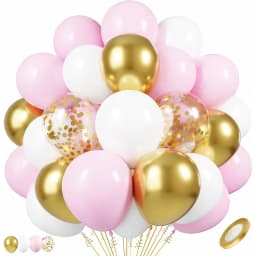 Pastel Pink White Latex Balloons Set Metallic Pink Confetti Balloon Wedding Bridal Shower Baby Shower Girls Birthday Decorations