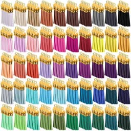 100Pcs Keychain Tassels Bulk 3cm Leather Tassel Pendants Colorful Tassels for Keychain DIY and Craft