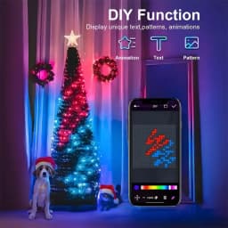 Smart Christmas Tree Lights, DIY Color Changing Waterfall Xmas Tree Lights with Ring & Top-Star, RGB-IC Dynamic String Light