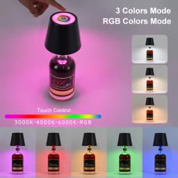 GGbingo LED Bottle Lamp USB Rechargeable Mood Desk Bottle Lamp 2000mAh Touch Stepless Dimmer RGB 3 Color RGB Table Night Light