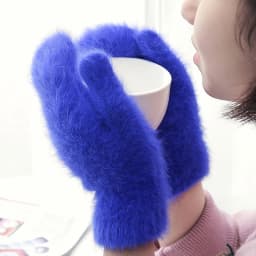 Rabbit Wool Full Fingers Gloves For Men Women Korean Winter Warm Mittens Gloves Ladies Solid Color Thicken Five Finger Gloves