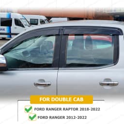Window Deflector Rain Guard For Ford Ranger 2012~2022 Wildtrak Raptor XLT XL T6 T7 T8 Side Window Deflectors Smoked Black 4PCS
