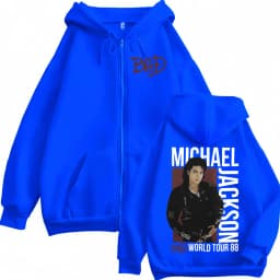 Michael Jackson King of Pop Bad World Tour Zipper Hoodies Men Women Hip Hop Street Zip Up Sweatshirts Fleece Loose Jacket Hoodie