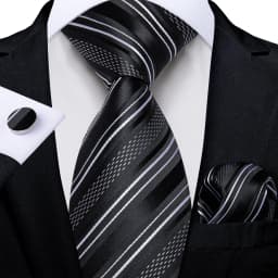New Formal Ties Classic Blue Striped Necktie Handkerchief Cufflinks Gift For Men Wedding Tie Cravate Gravatas