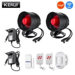 KERUI Tuya WIFI Siren Alarm System Installation Simple Infrared Sensor Connection Remote Control Home Security Protection Set