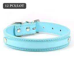 12 PCS Wholesale Plain PU Leather DIY Name ID Dog Collar Custom Letters Charms Puppy Cat Neck Strap Collars for Small Medium Dog
