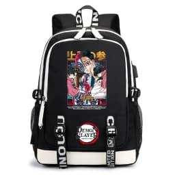 Demon Slayer Anime Print Student Backpack USB Charging Port Lightweight School Bag for Boys Girls