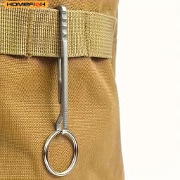 HOMEFISH Outdoor EDC Multifunction Tool Wallet Stainless Steel Keychain Key Ring Clasp Carabiner Money Clip Camping Accessories