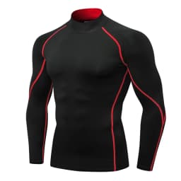 Men's High neck Long Sleeve Compression Shirts Cool Dry Sun Protection Sports Tights Undershirts Running Gym Tops