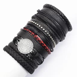 Black Handmade 10 Pcs/set Design Men Bracelets Male Women Leather Bracelets Men Bangle Wholesale Jewelry