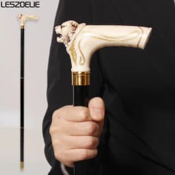 93cm Tiger-Head Resin Handle Walking Stick Men Black German Beech Wooden Walking Stick Women Red Fashionable Decorative Canes