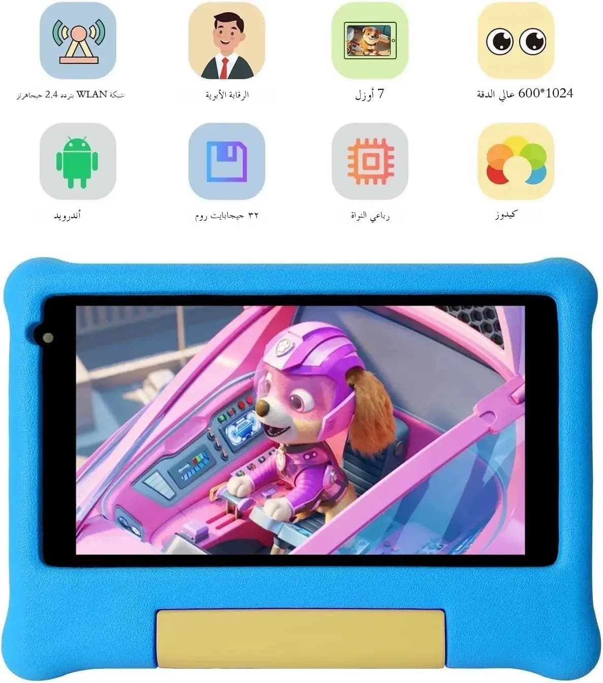 Kids Tablet,7 Inch Android 13 for Kids,5GB RAM 32GB ROM 128GB Expandable,WiFi Bluetooth Type-C,Parental Control,Shockproof Case