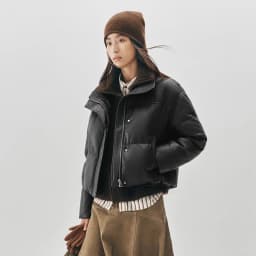Semir Women Down Jacket 90 Percent Down Fill PU Faux Leather Loose Fit Urban Casual Style Puffer Shape 2026 Winter Cold Weather