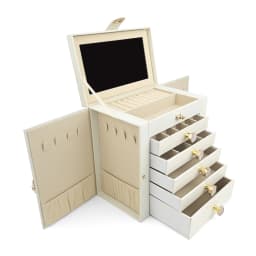 New Large Capacity 6 Layers Jewelry Box with Mirror Leather Earrings Rings Necklaces Jewelry Storage Box Organzers 5 Drawer Gift