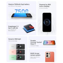 Global Version Redmi 17 5g Mobile Phones Nfc 50Mp Ai Dual Camera System 7500Mah Battery Smartphone Snapdragon 4 Gen 5 with 5g