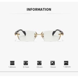 Cut Edge High-end Framless Photochromic Myopia Glasses Silver Gold Blue Light Blocking Eyewear Anti-UV Sunglasses Diopters -4.0