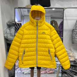 2025 New Women's Short White Duck down Jacket Loose Fit Chest Mountain Design Hooded Korean Style Commute Wind Nylon Material